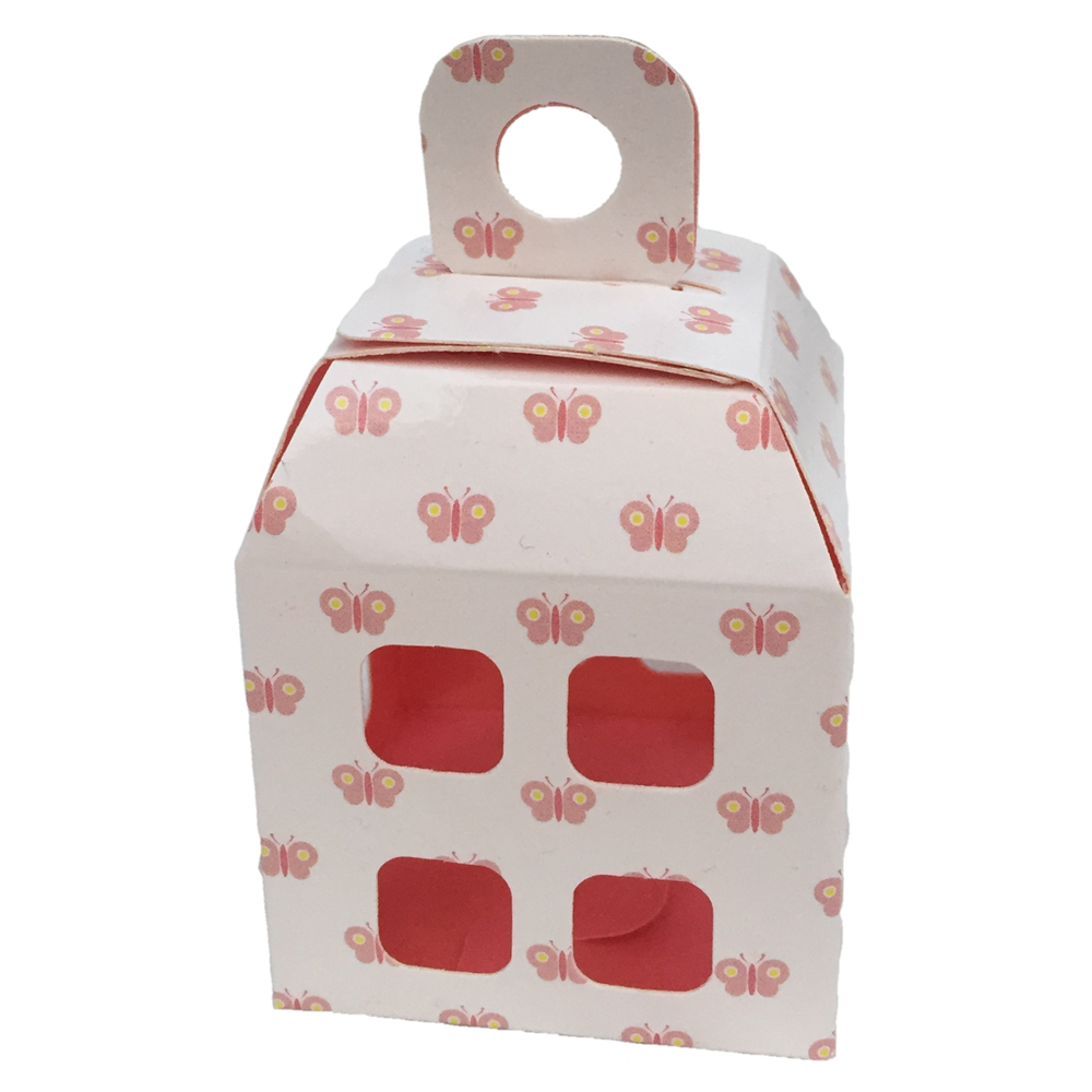 BOMBONIERA CASETTA ROSA ASTUCCIO PORTACONFETTI NASCITA BATTESIMO COMPLEANNO MATRIMONIO