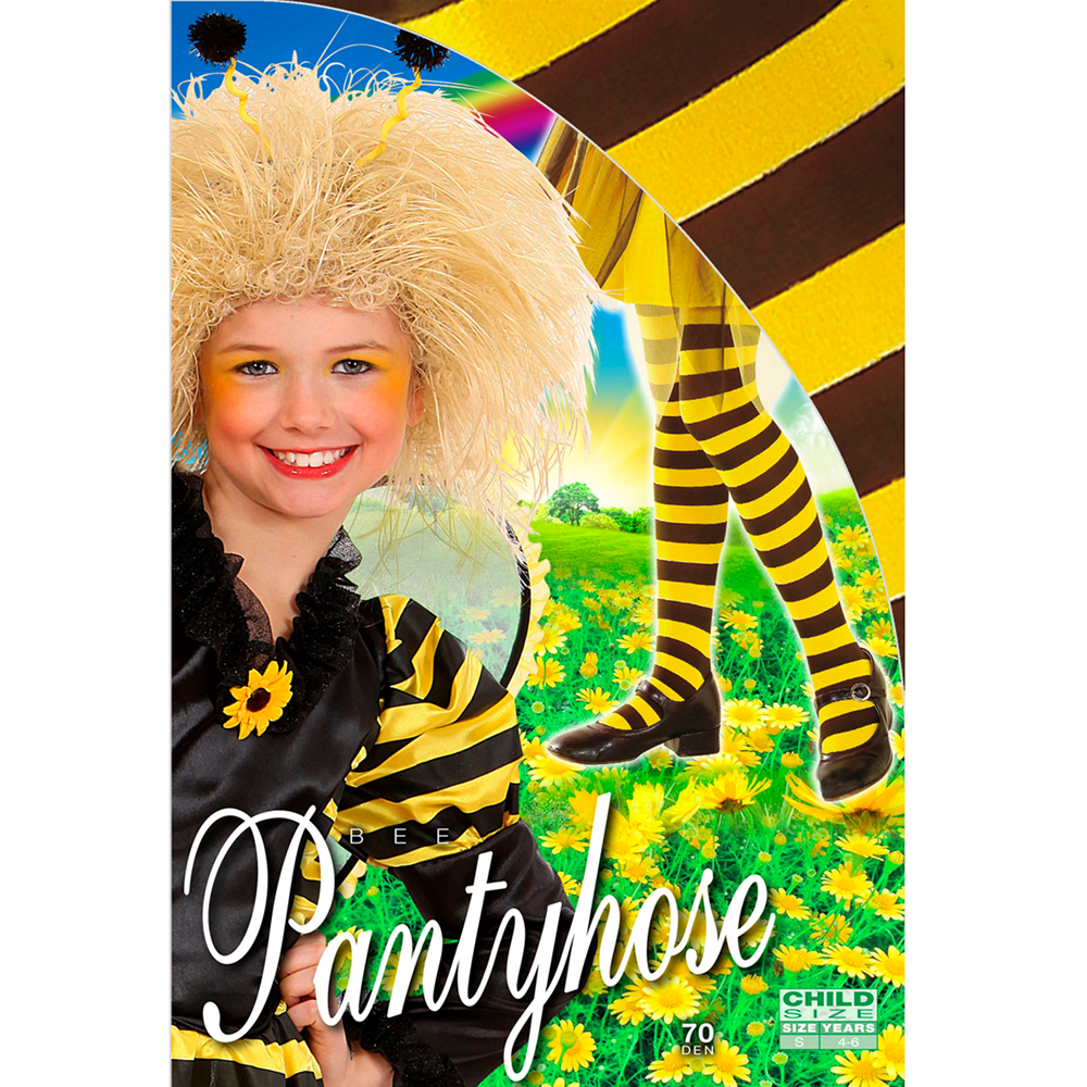 CALZE COLLANT APE RIGATE PARIGINE GIALLO-NERO ABITO TRAVESTIMENTO VESTITO CARNEVALE - 0124