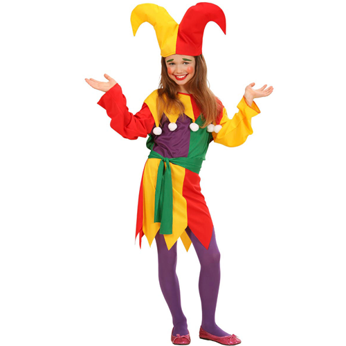 COSTUME VESTITO ABITO TRAVESTIMENTO CARNEVALE HALLOWEEN BAMBINA JOLLY JESTER - 0258