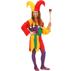 COSTUME VESTITO ABITO TRAVESTIMENTO CARNEVALE HALLOWEEN BAMBINA JOLLY JESTER - 0258