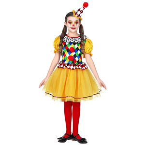 VESTITO CARNEVALE + ACCESSORI CLOWN COSTUME TROMBA SET TRUCCO CON NASO 8/10 ANNI TRAVESTIMENTO - 0695+4044N+2720T