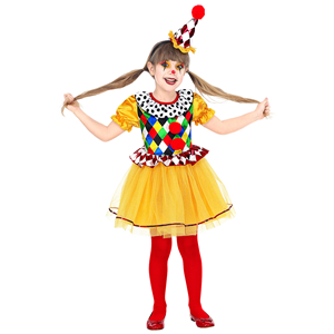 VESTITO CARNEVALE + ACCESSORI CLOWN COSTUME TROMBA SET TRUCCO CON NASO 8/10 ANNI TRAVESTIMENTO - 0695+4044N+2720T