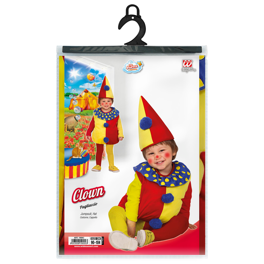 COSTUME VESTITO ABITO TRAVESTIMENTO CARNEVALE HALLOWEEN COSPLAY BAMBINA PAGLIACCIO - 1900C