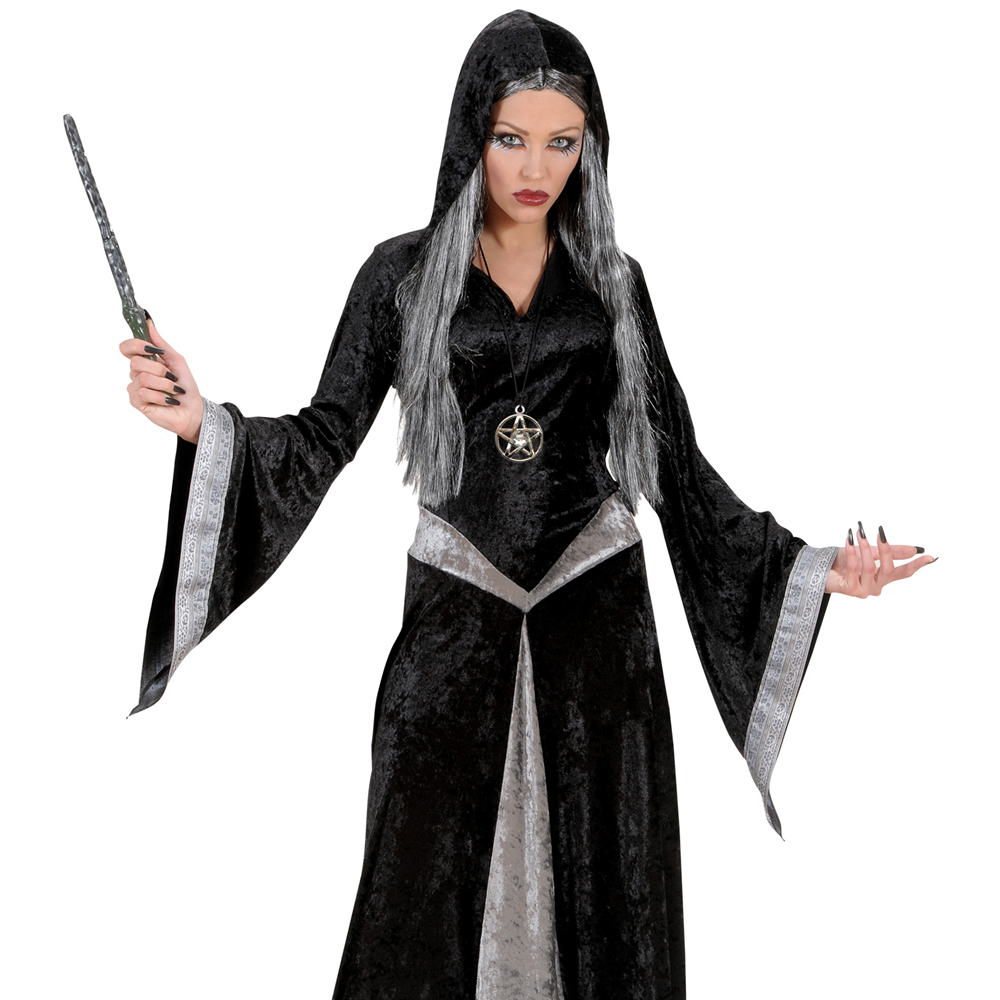 VESTITO CARNEVALE + ACCESSORI MAGO COSTUME CAPPELLO BACCHETTA 11/13 ANNI TRAVESTIMENTO - 0114+1911P