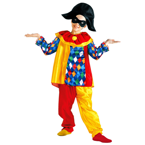 COSTUME VESTITO ABITO TRAVESTIMENTO CARNEVALE HALLOWEEN COSPLAY BAMBINO ARLECCHINO - 3860
