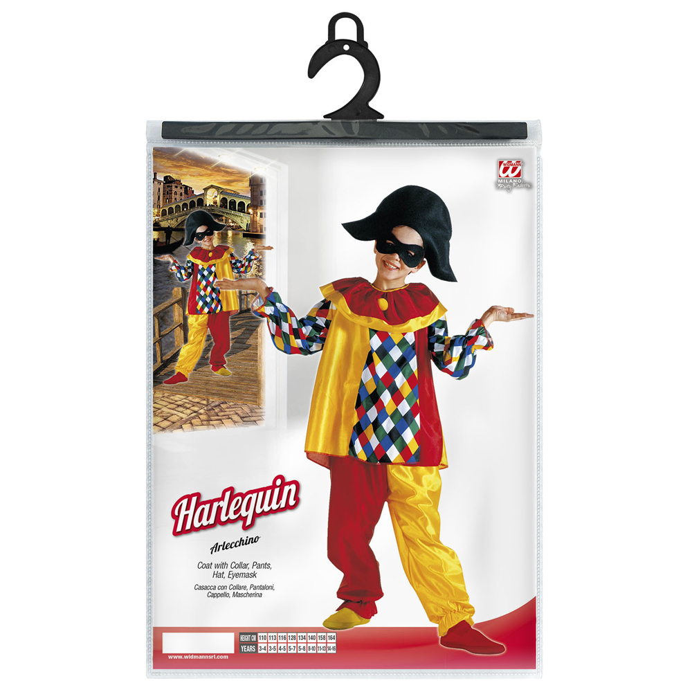COSTUME VESTITO ABITO TRAVESTIMENTO CARNEVALE HALLOWEEN COSPLAY BAMBINO ARLECCHINO - 3860