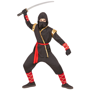 VESTITO CARNEVALE + ACCESSORI NINJA COSTUME SPADA SAI 5/7 ANNI TRAVESTIMENTO - 9681+8711S