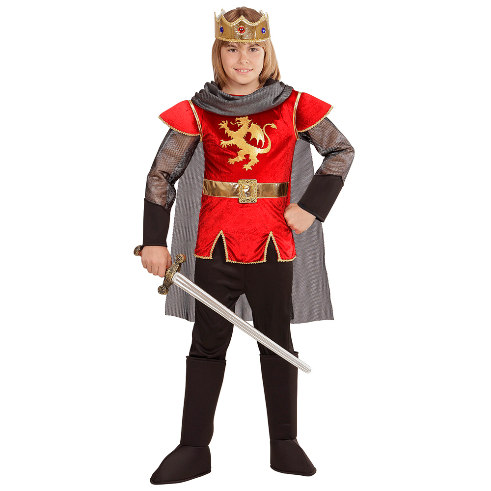 VESTITO CARNEVALE + ACCESSORI RE ARTÙ COSTUME SPADA ANTICA CON FODERO 4/5 ANNI TRAVESTIMENTO - 0549+86244