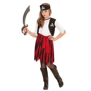VESTITO CARNEVALE + ACCESSORI PIRATESSA VESTITO SCIABOLA CALZE 8/10 ANNI TRAVESTIMENTO - 0722+7007B+4750R