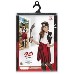 VESTITO CARNEVALE + ACCESSORI PIRATESSA VESTITO SCIABOLA CALZE 8/10 ANNI TRAVESTIMENTO - 0722+7007B+4750R