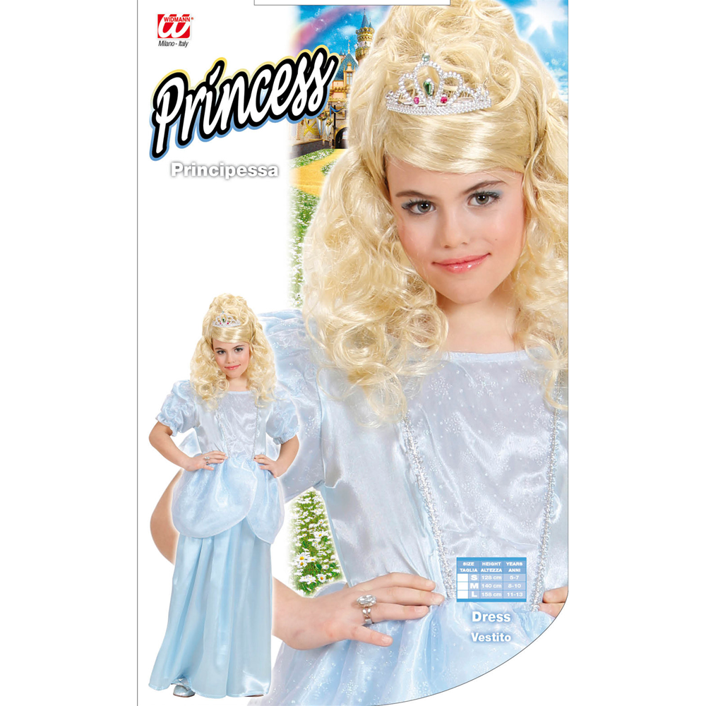 COSTUME VESTITO ABITO TRAVESTIMENTO CARNEVALE HALLOWEEN COSPLAY BAMBINA PRINCIPESSA AZZURRA - 1279