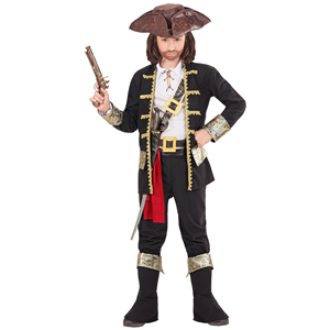VESTITO CARNEVALE + ACCESSORI CAPITANO PIRATA COSTUME CAPPELLO PISTOLA 8/10 ANNI TRAVESTIMENTO - 1527+04859