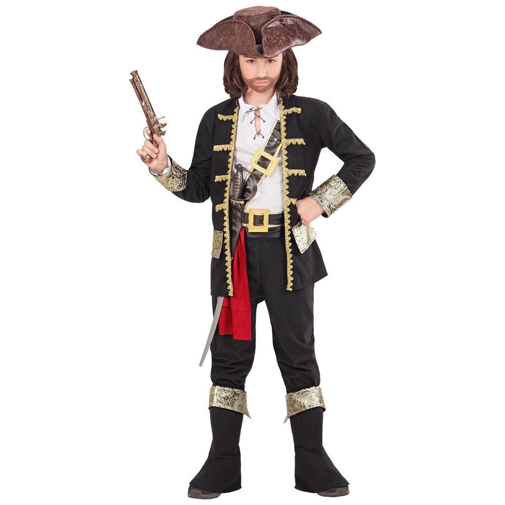 VESTITO CARNEVALE + ACCESSORI CAPITANO PIRATA COSTUME CAPPELLO PISTOLA 8/10 ANNI TRAVESTIMENTO - 1527+04859