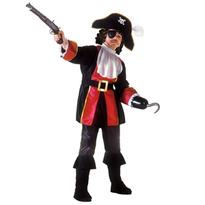 VESTITO CARNEVALE + ACCESSORI CAPITANO PIRATA COSTUME SET ACCESSORI PISTOLA 8/10 ANNI TRAVESTIMENTO - 3883+8214K+04859