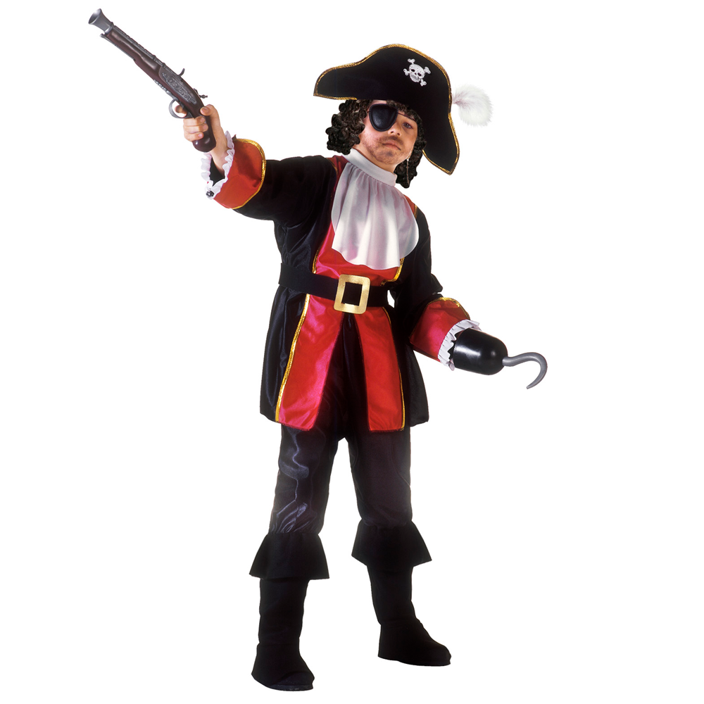 VESTITO CARNEVALE + ACCESSORI CAPITANO PIRATA COSTUME SET ACCESSORI PISTOLA 8/10 ANNI TRAVESTIMENTO - 3883+8214K+04859