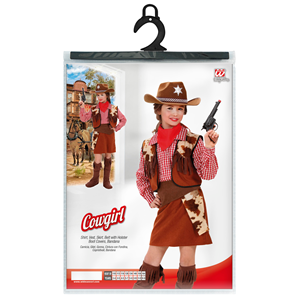 VESTITO CARNEVALE + ACCESSORI COWGIRL COSTUME CAPPELLO PISTOLA TRAVESTIMENTO (11/13 ANNI)