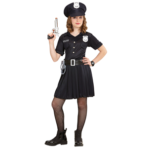 VESTITO CARNEVALE + ACCESSORI POLIZIOTTA COSTUME PISTOLA MANETTE 11/13 ANNI TRAVESTIMENTO - 6555+2413D+2775P