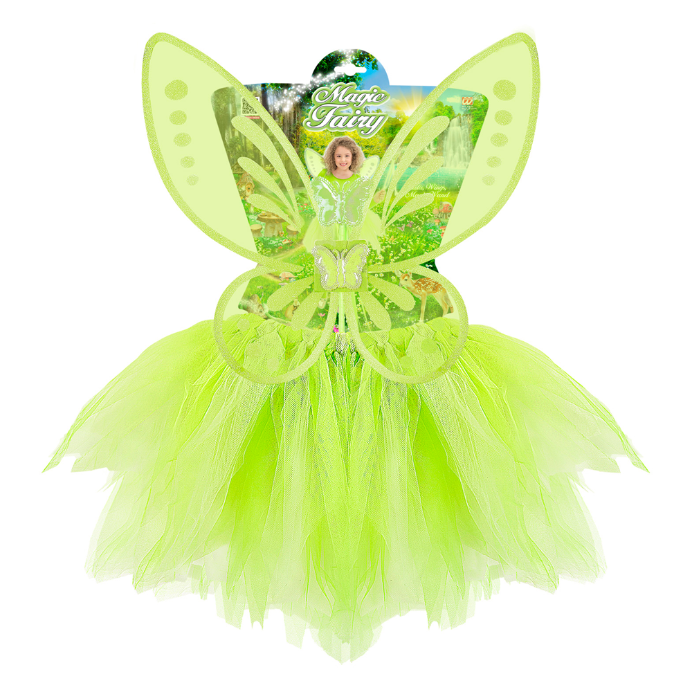 SET FATINA MAGICA ALI GONNA BACCHETTA - ACCESSORI ABITO VESTITO TRAVESTIMENTO CARNEVALE BAMBINA