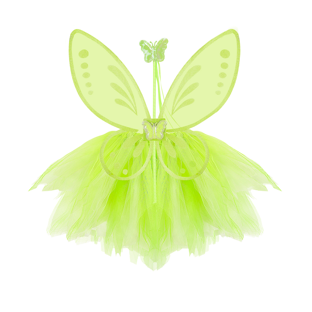 SET FATINA MAGICA ALI GONNA BACCHETTA - ACCESSORI ABITO VESTITO TRAVESTIMENTO CARNEVALE BAMBINA
