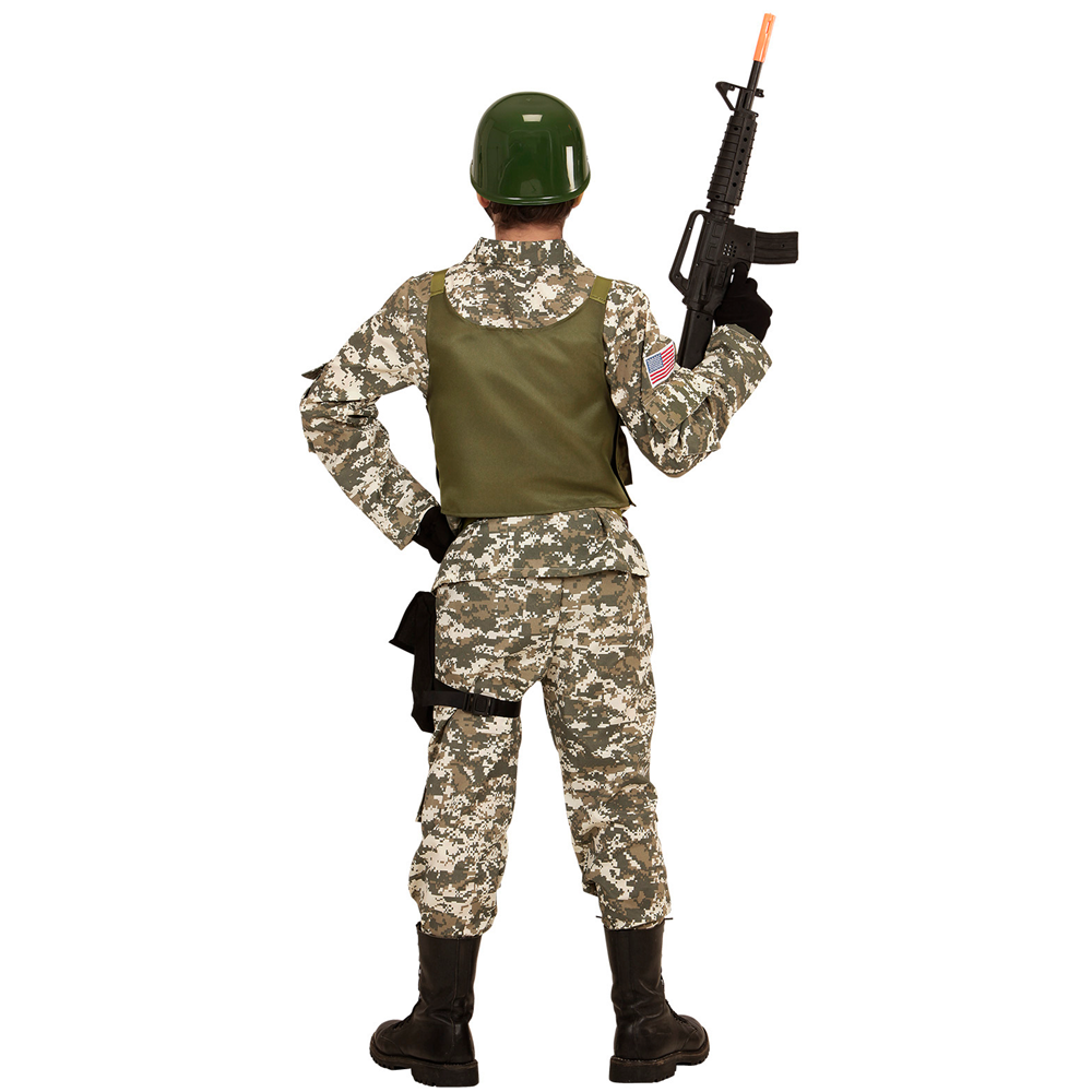 VESTITO CARNEVALE + ACCESSORI SOLDATO NAVY SEALS COSTUME ELMO FUCILE D'ASSALTO 11/13 ANNI TRAVESTIMENTO - 9684+7084M