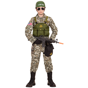 VESTITO CARNEVALE + ACCESSORI SOLDATO NAVY SEALS COSTUME ELMO FUCILE D'ASSALTO 11/13 ANNI TRAVESTIMENTO - 9684+7084M