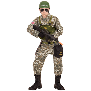 VESTITO CARNEVALE + ACCESSORI SOLDATO NAVY SEALS COSTUME ELMO FUCILE D'ASSALTO 11/13 ANNI TRAVESTIMENTO - 9684+7084M