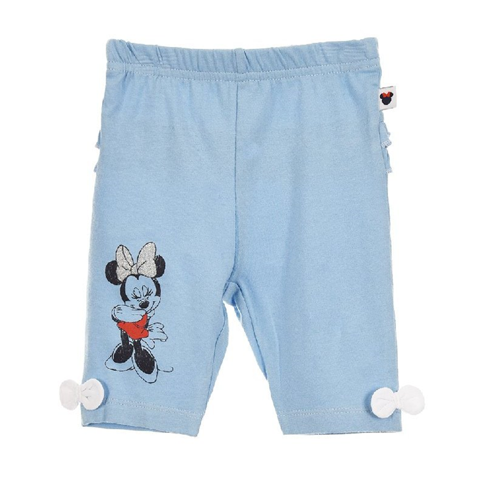 LEGGINGS MINNIE MOUSE DISNEY PANTALONE ESTIVO NEONATA BAMBINA SUN CITY TAGLIE 12/36 MESI - SE0098AZZURRO