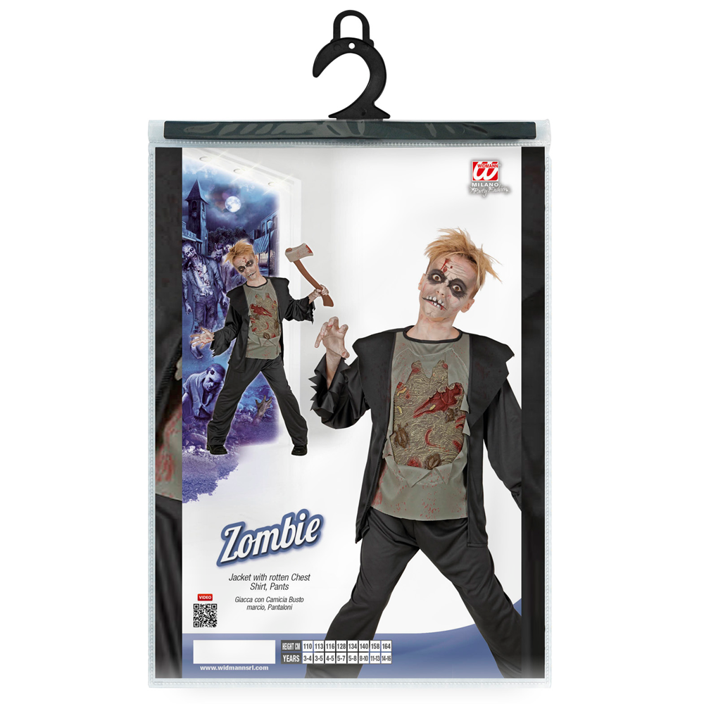 COSTUME VESTITO ABITO TRAVESTIMENTO CARNEVALE HALLOWEEN COSPLAY BAMBINO ZOMBIE - 0729