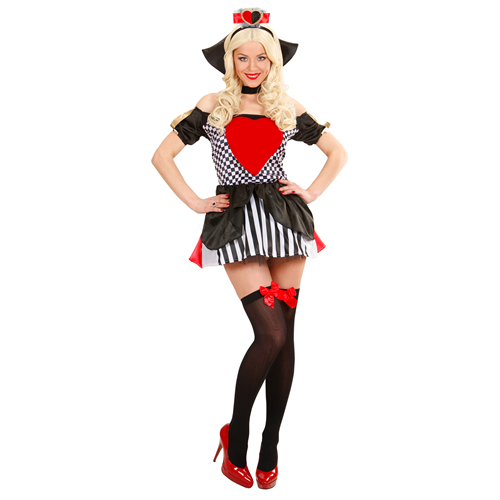 COSTUME VESTITO ABITO TRAVESTIMENTO CARNEVALE HALLOWEEN COSPLAY DONNA ADULTO - REGINA DI CUORI - 7645