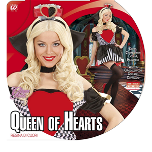 COSTUME VESTITO ABITO TRAVESTIMENTO CARNEVALE HALLOWEEN COSPLAY DONNA ADULTO - REGINA DI CUORI - 7645