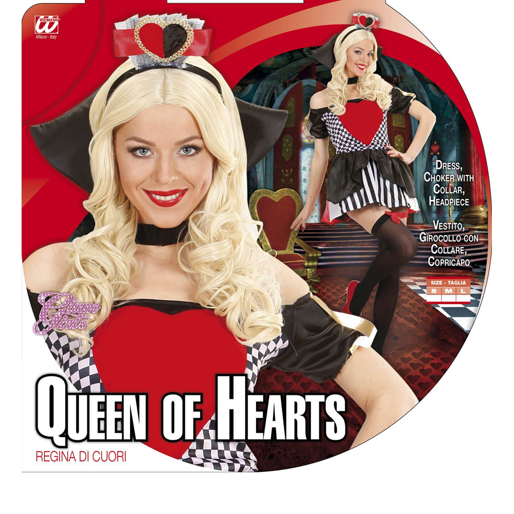 COSTUME VESTITO ABITO TRAVESTIMENTO CARNEVALE HALLOWEEN COSPLAY DONNA ADULTO - REGINA DI CUORI - 7645