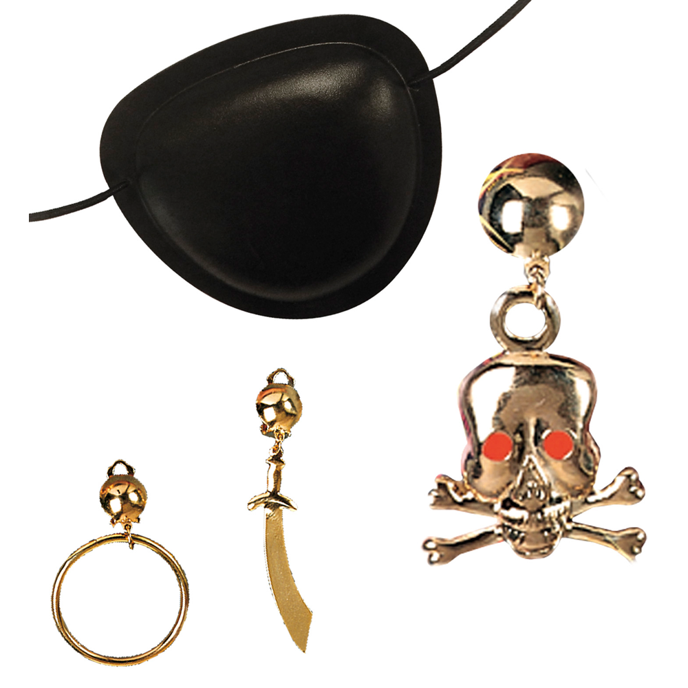 SET PIRATA - BENDA PER OCCHIO E ORECCHINO - ACCESSORI ABITO VESTITO CARNEVALE BAMBINO