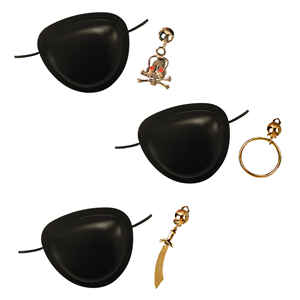 SET PIRATA - BENDA PER OCCHIO E ORECCHINO - ACCESSORI ABITO VESTITO CARNEVALE BAMBINO