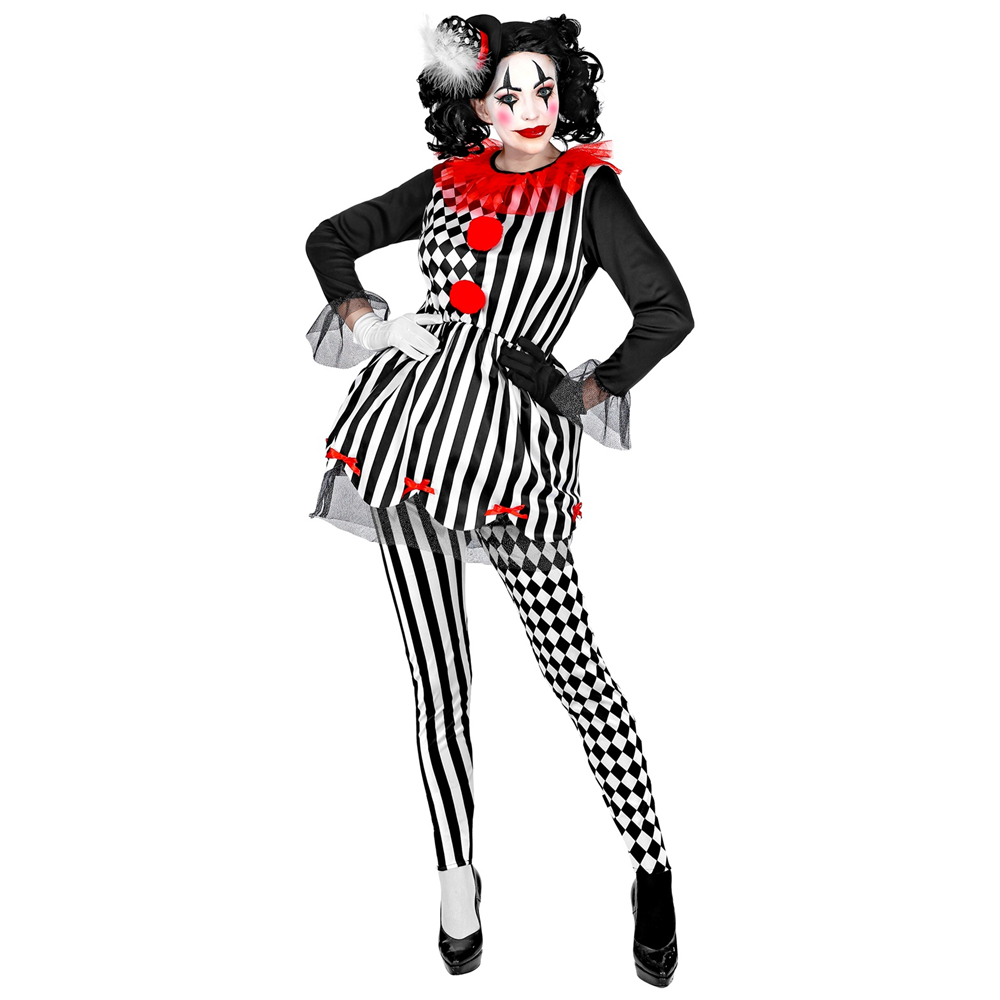 COSTUME VESTITO ABITO TRAVESTIMENTO CARNEVALE HALLOWEEN COSPLAY DONNA ADULTO - ARLECCHINA HORROR - 0800