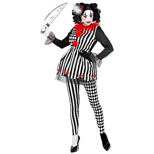 COSTUME VESTITO ABITO TRAVESTIMENTO CARNEVALE HALLOWEEN COSPLAY DONNA ADULTO - ARLECCHINA HORROR - 0800