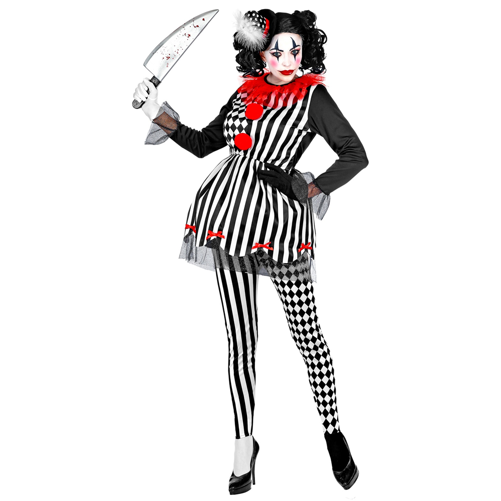 COSTUME VESTITO ABITO TRAVESTIMENTO CARNEVALE HALLOWEEN COSPLAY DONNA ADULTO - ARLECCHINA HORROR - 0800