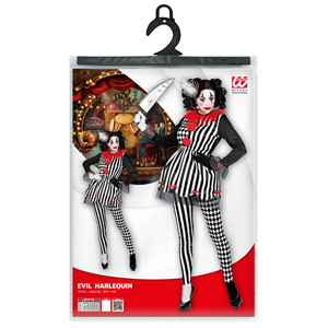 COSTUME VESTITO ABITO TRAVESTIMENTO CARNEVALE HALLOWEEN COSPLAY DONNA ADULTO - ARLECCHINA HORROR - 0800
