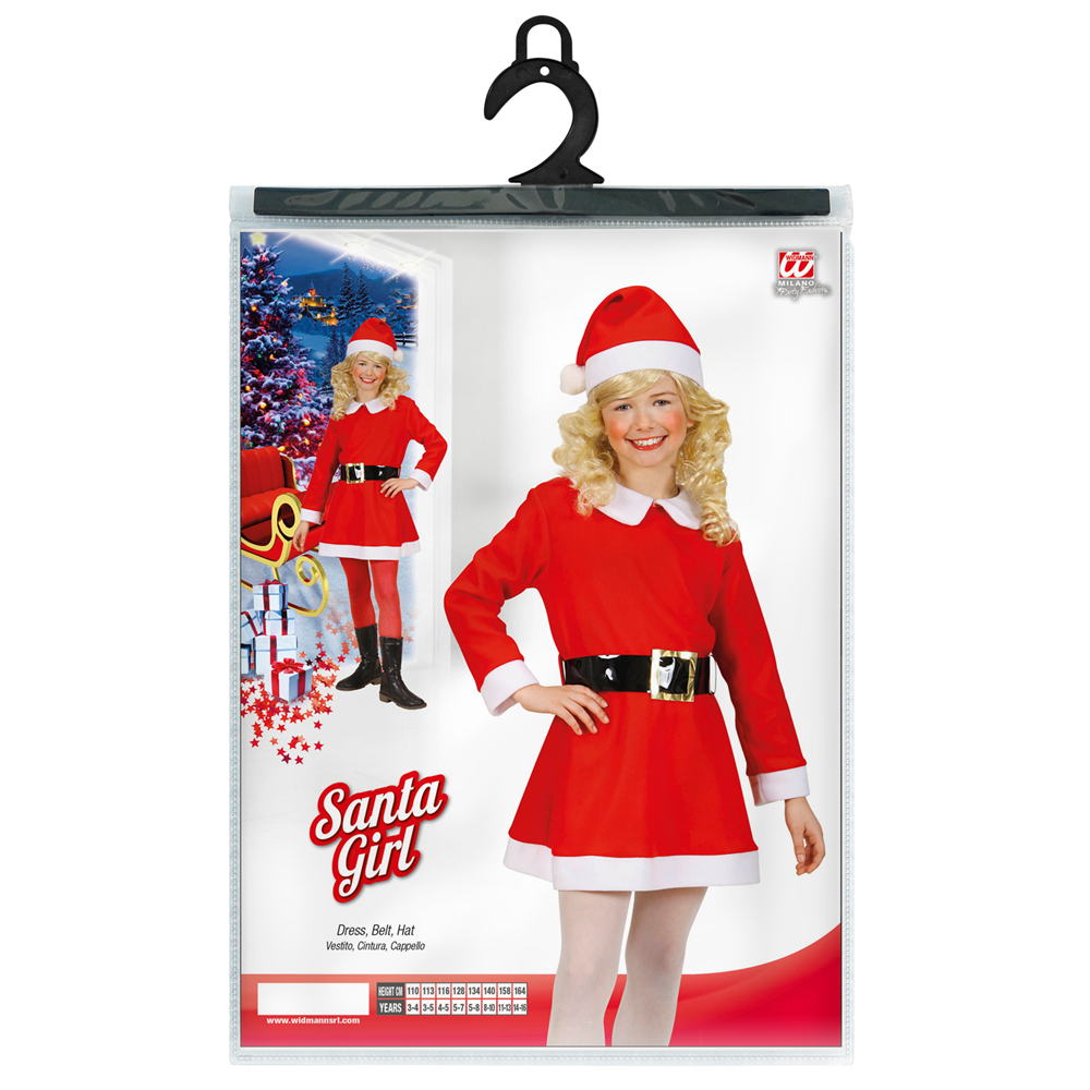 COSTUME VESTITO ABITO TRAVESTIMENTO CARNEVALE HALLOWEEN COSPLAY BAMBINA - MISS SANTA BABBO NATALE - 1490