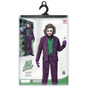 COSTUME CON ACCESSORI EVIL CLOWN ABITO BASTONE CON TESCHIO 105 CM TRAVESTIMENTO HALLOWEEN 4/5 ANNI - 1931+07603