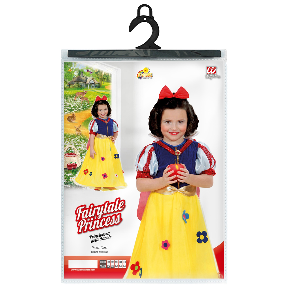 VESTITO CARNEVALE + ACCESSORI PRINCIPESSA DELLE FIABE COSTUME FIOCCO PARRUCCA 2/3 ANNI TRAVESTIMENTO- 1285+00829+1926N