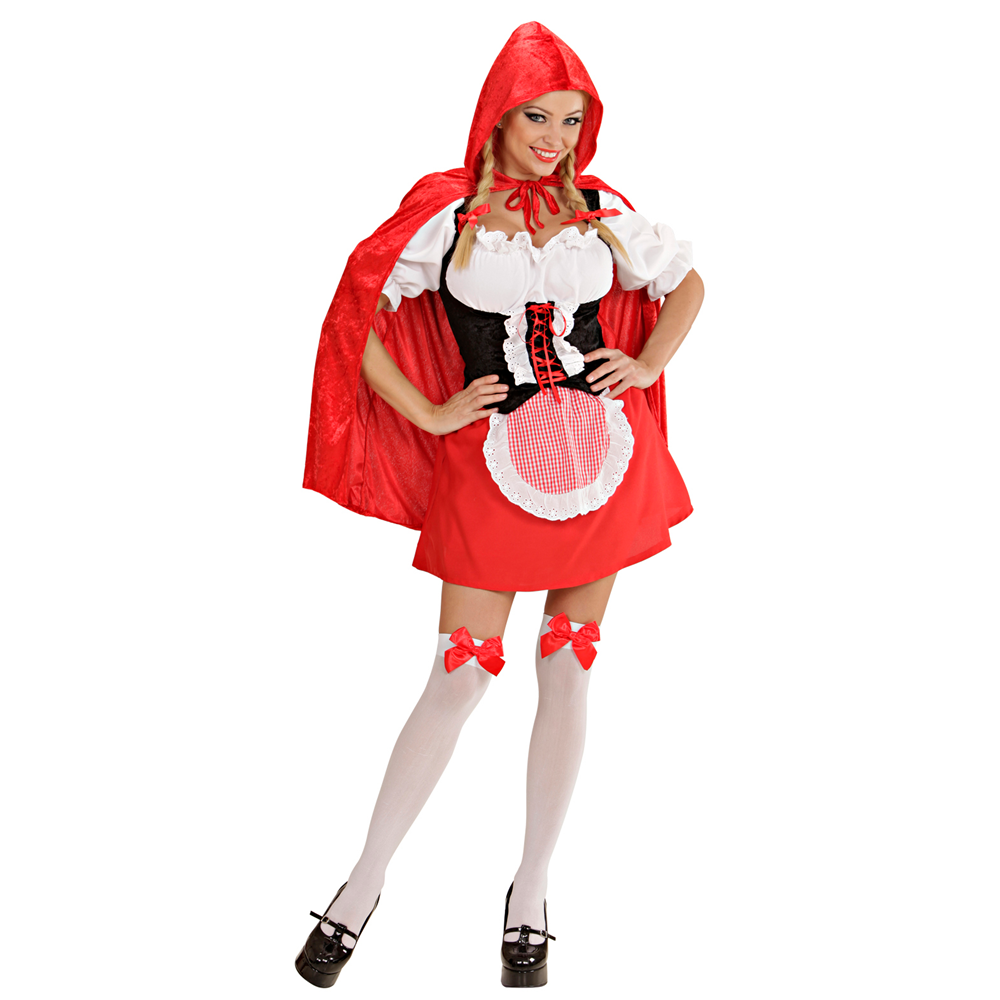 COSTUME VESTITO ABITO TRAVESTIMENTO CARNEVALE ADULTO - CAPPUCCETTO MANTELLINO ROSSO