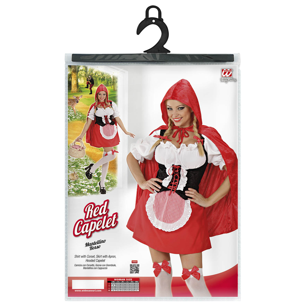 COSTUME VESTITO ABITO TRAVESTIMENTO CARNEVALE ADULTO - CAPPUCCETTO MANTELLINO ROSSO