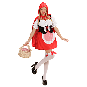 COSTUME VESTITO ABITO TRAVESTIMENTO CARNEVALE ADULTO - CAPPUCCETTO MANTELLINO ROSSO