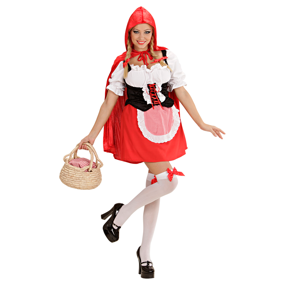 COSTUME VESTITO ABITO TRAVESTIMENTO CARNEVALE ADULTO - CAPPUCCETTO MANTELLINO ROSSO