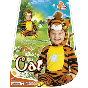 COSTUME VESTITO ABITO TRAVESTIMENTO CARNEVALE BAMBINO GATTO 12/18 MESI CM. 92