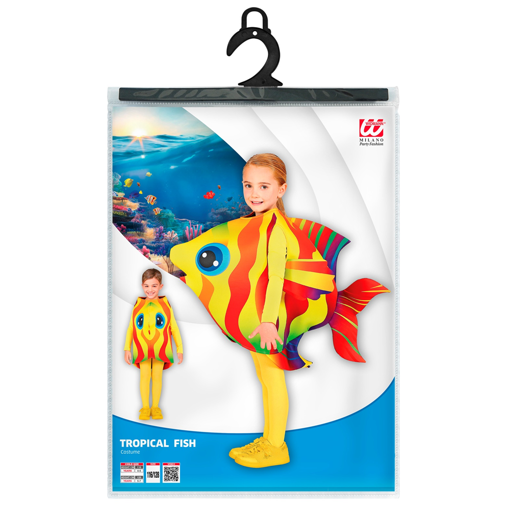 VESTITO CARNEVALE + ACCESSORI PESCE TROPICALE COSTUME TUTA GIALLA TRAVESTIMENTO BAMBINI - 00045+04561