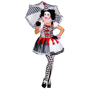 COSTUME VESTITO ABITO TRAVESTIMENTO CARNEVALE COSPLAY ADULTO DONNA - ARLECCHINO - 0951