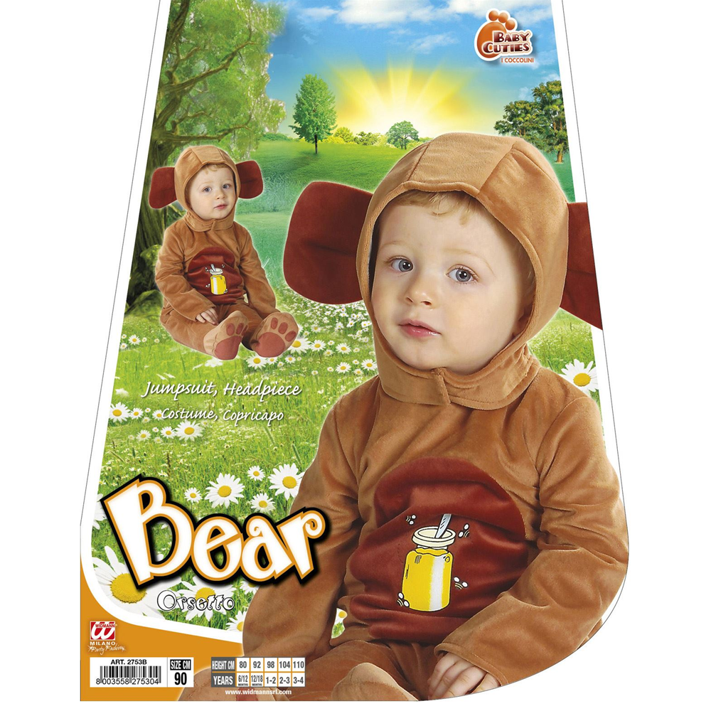 COSTUME VESTITO ABITO TRAVESTIMENTO CARNEVALE COSPLAY BAMBINO ORSETTO 12/18 MESI CM. 92 - 2753B
