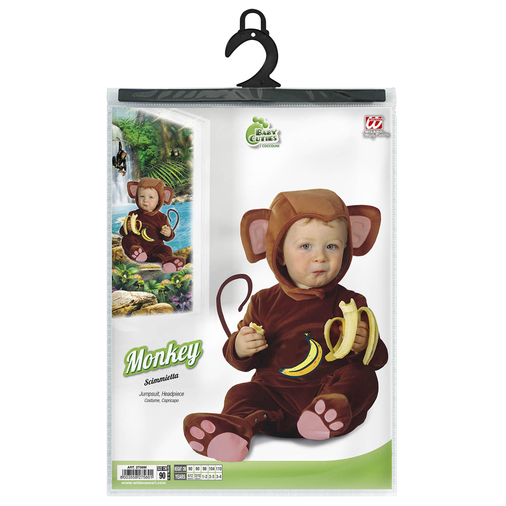 COSTUME VESTITO ABITO TRAVESTIMENTO CARNEVALE BAMBINO SCIMMIETTA 12/18 MESI CM. 92 - 2756M