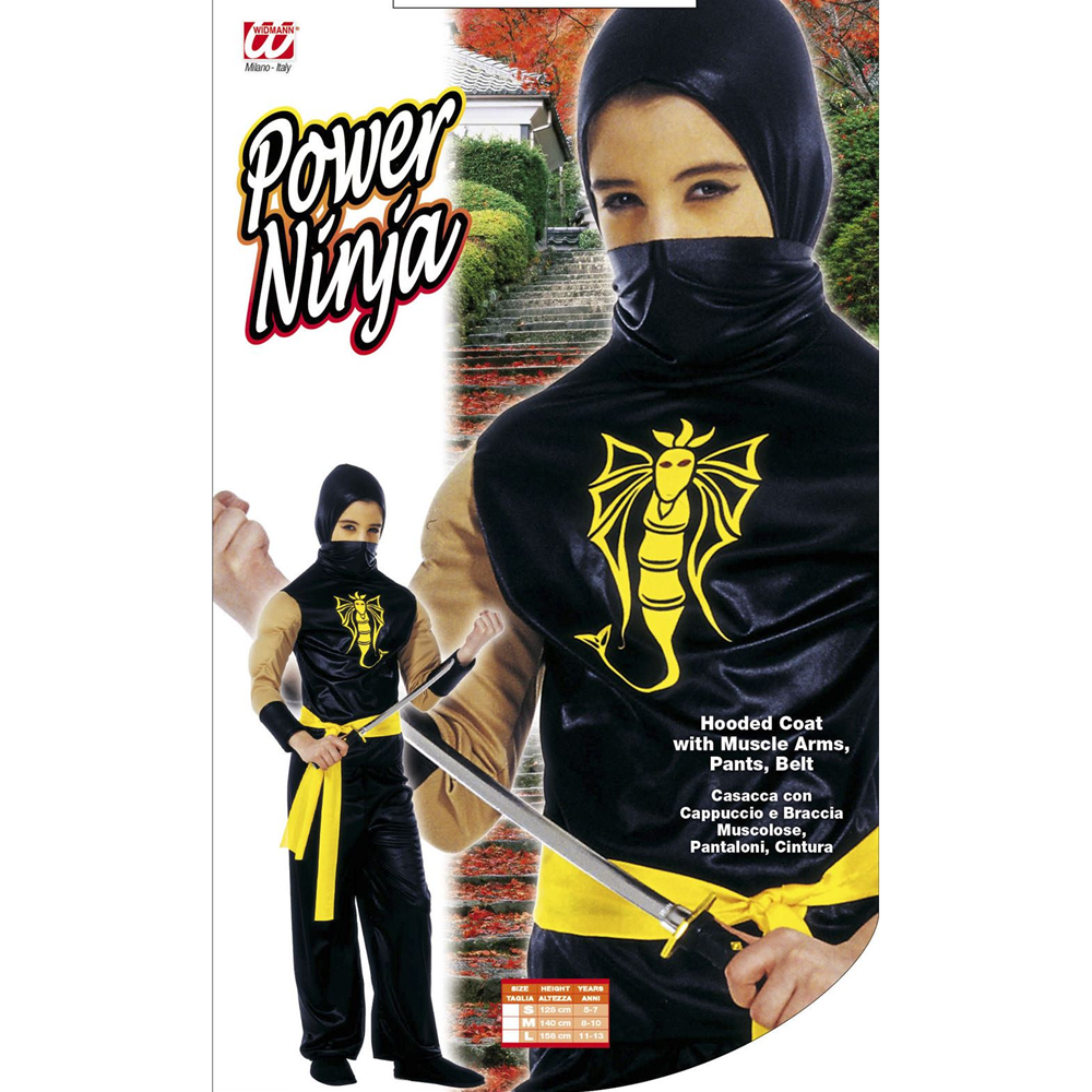 VESTITO CARNEVALE + ACCESSORI POWER NINJA COSTUME SPADA GIAPPONESE CON FODERO 8/10 ANNI TRAVESTIMENTO - 3875+2728Q